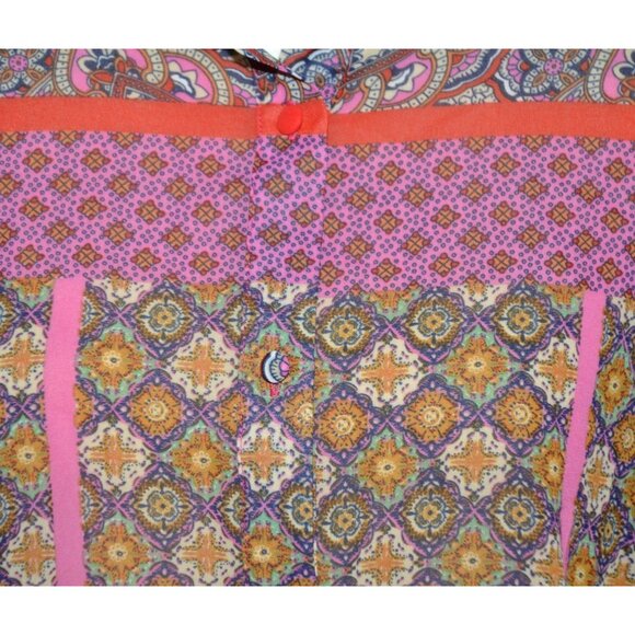 Ee:some Mixed Print Floral Boho Balloon Sleeve Button Front Blouse Size M - Picture 3 of 11